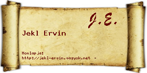 Jekl Ervin névjegykártya